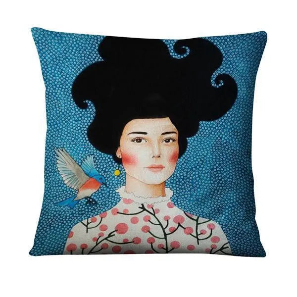 Home Daily Character Painted Linen Pillowcase - Bellarte Enchanté Home Daily Character Painted Linen Pillowcase
